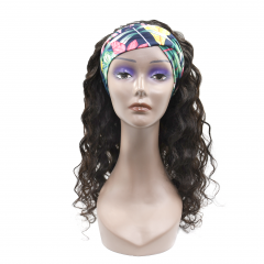 #1b Brazilian Virgin Human Hair Head Band Wig Deep Wave