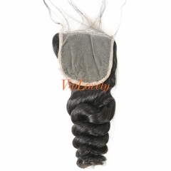 #1b Brazilian Virgin Human Hair 4x4 Lace Closure Loose Wave