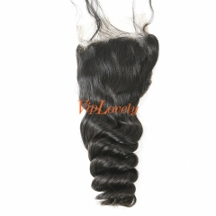 #1b Brazilian Virgin Human Hair 4x4 Lace Closure Loose Wave