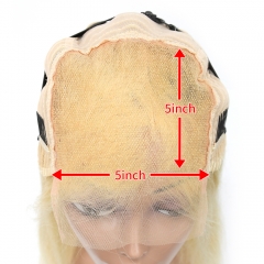 #613 Blonde European Raw Human Hair 5×5 closure wig body wave