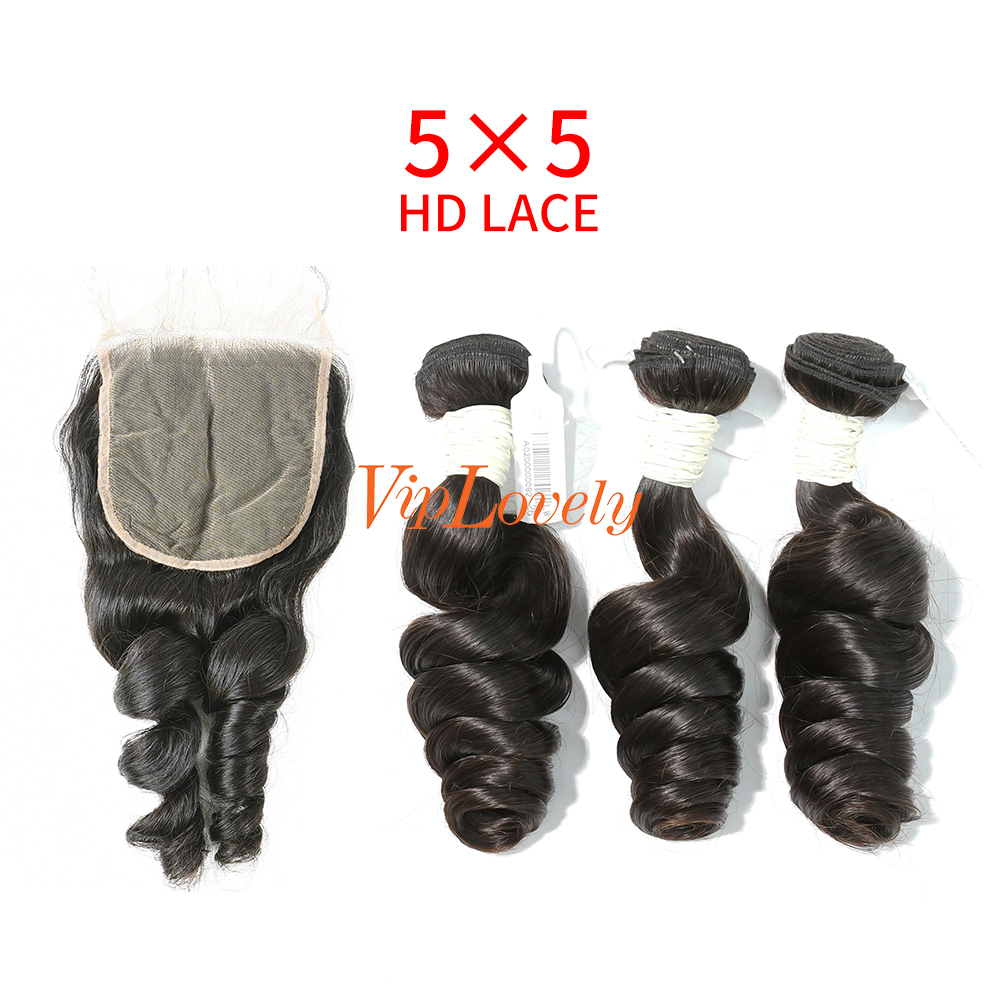 HD Lace Virgin Human Hair Bundle with 5×5 Closure Loose Wave
