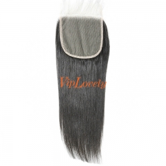 #1b Brazilian Raw Human Hair Weft with 5×5 Closure Straight