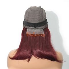 Straight 99j Color Transparent Lace 13X4 Bob Wig