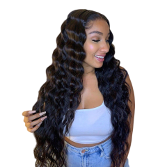 Natural #1b Brazilian Raw Human Hair Transparent 13x6 Wig Deep Wave