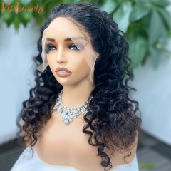 Natural #1b Brazilian Raw Human Hair Transparent 13x6 Wig Deep Wave
