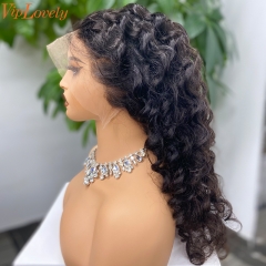 Natural #1b Brazilian Raw Human Hair Transparent 13x6 Wig Deep Wave