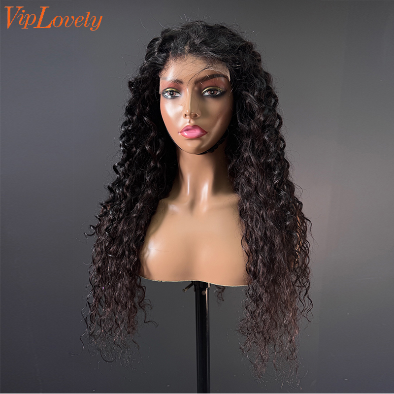 #1b Brazilian Raw Human Hair 4x4 closure wig indian wavy