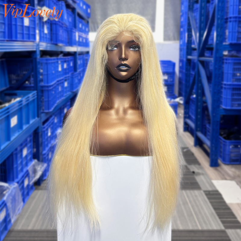#613 Blonde European Virgin Human Hair 5×5 closure wig Straight